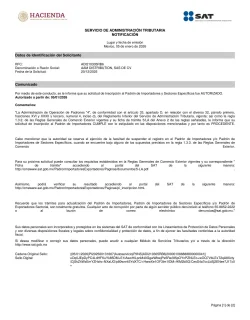 Constancia de inscripción al Padrón de Importadores del SAT — AAM Distribution, S.A.S. de C.V. RFC ADI210305RB6
